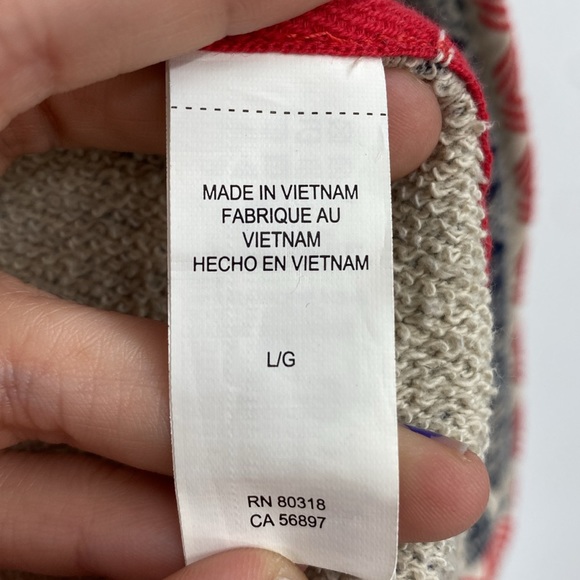 Lucky Lotus by Lucky Brand Open Front Cardigan Womens Sz Large Cream Blue Aztec - Picture 6 of 14